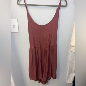 Wild Fable Ribbed Romper: Burgundy